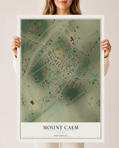 Map of Mount Calm, Texas, 24 x 36 inch unframed archival matte print