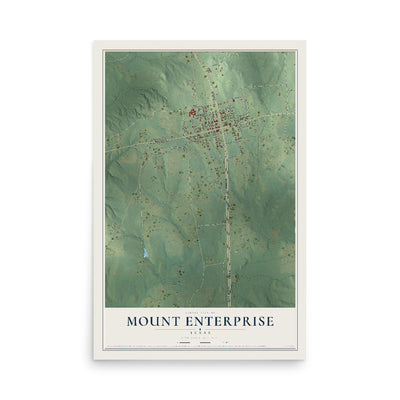 Map of Mount Enterprise, Texas, 12 x 18 inch unframed archival matte print