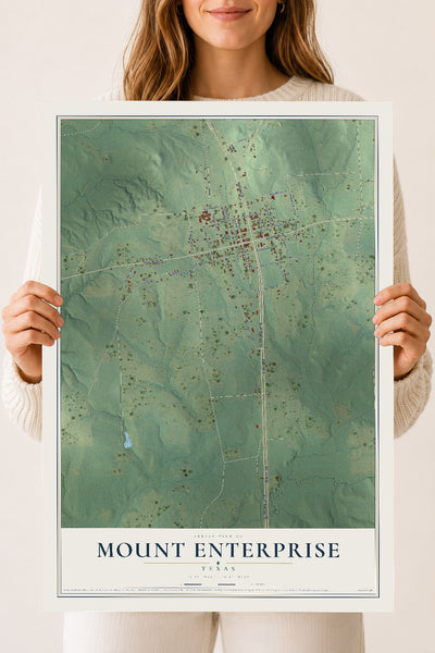 Map of Mount Enterprise, Texas, 18 x 24 inch unframed archival matte print