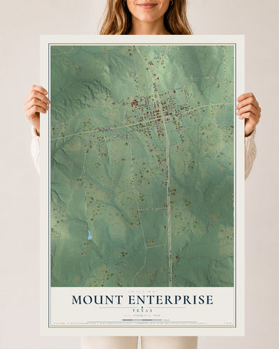Map of Mount Enterprise, Texas, 24 x 36 inch unframed archival matte print