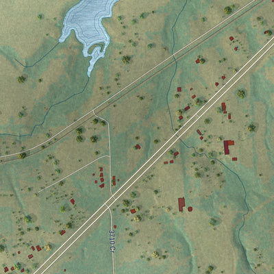 Second close-up of the map of Murchison, Texas print showing more streets and buildings