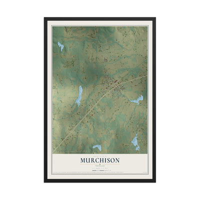 Map of Murchison, Texas, 12 x 18 inch print in a black wood frame