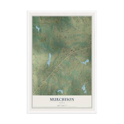 Map of Murchison, Texas, 12 x 18 inch print in a white wood frame
