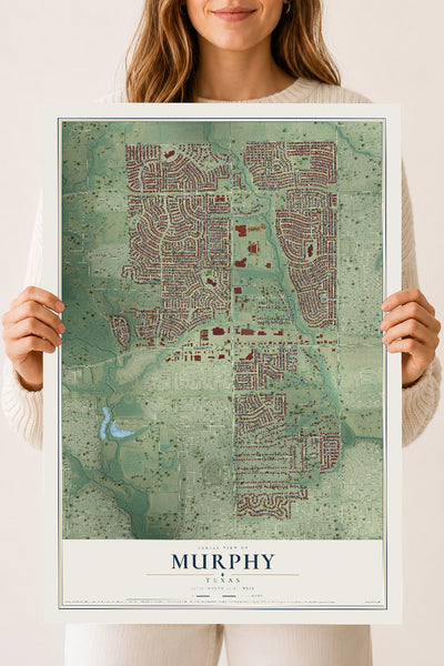 Map of Murphy, Texas, 18 x 24 inch unframed archival matte print