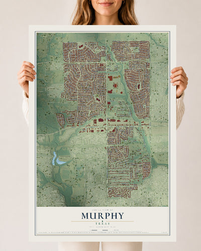 Map of Murphy, Texas, 24 x 36 inch unframed archival matte print