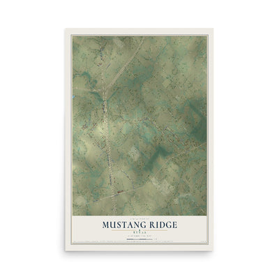 Map of Mustang Ridge, Texas, 12 x 18 inch unframed archival matte print