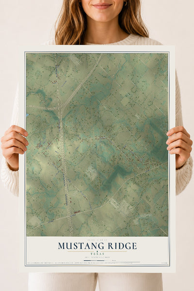 Map of Mustang Ridge, Texas, 18 x 24 inch unframed archival matte print