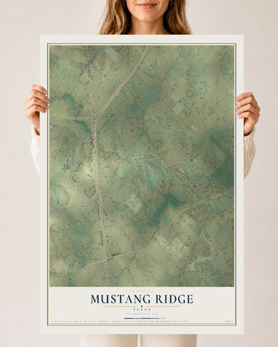 Map of Mustang Ridge, Texas, 24 x 36 inch unframed archival matte print
