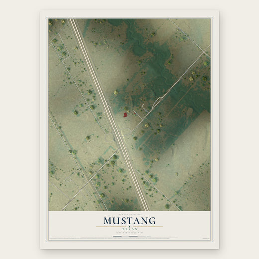 Mustang, Texas map print, the full design