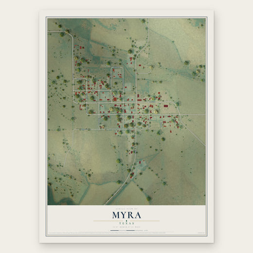 Myra, Texas map print, the full design