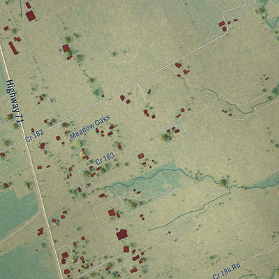 Close-up of the map of Nada, Texas print showing street and building detail