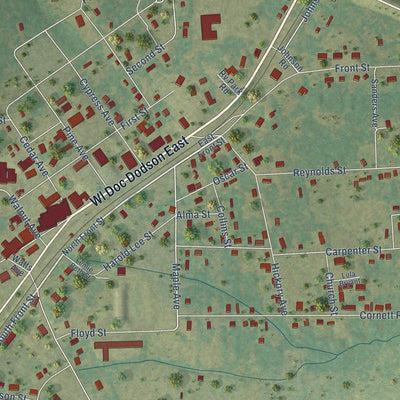 Close-up of the map of Naples, Texas print showing street and building detail