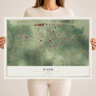 Map of Nash, Texas, 18 x 24 inch unframed archival matte print