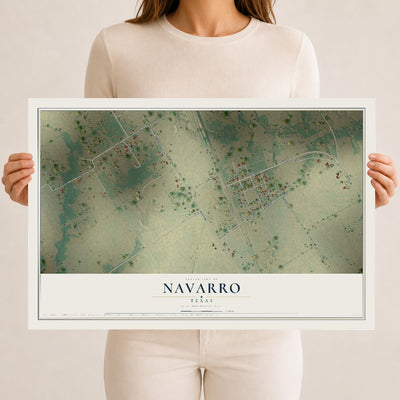 Map of Navarro, Texas, 12 x 18 inch unframed archival matte print