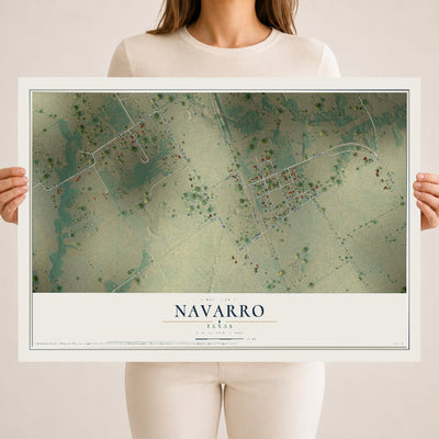 Map of Navarro, Texas, 18 x 24 inch unframed archival matte print