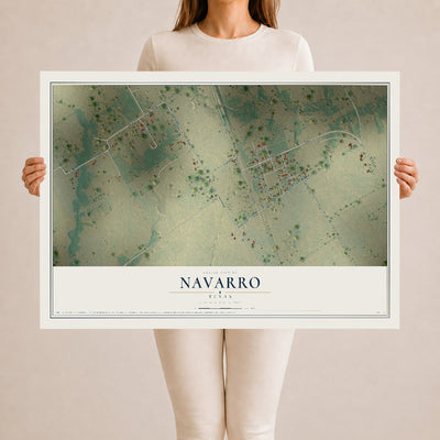 Map of Navarro, Texas, 24 x 36 inch unframed archival matte print