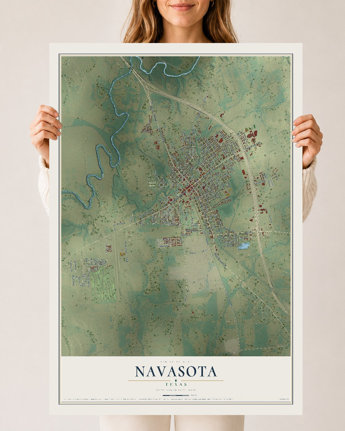 Map of Navasota, Texas, 24 x 36 inch unframed archival matte print