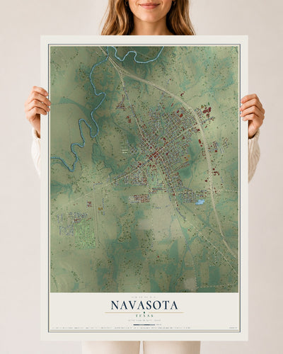 Map of Navasota, Texas, 24 x 36 inch unframed archival matte print
