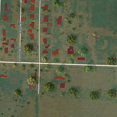 Second close-up of the map of Nazareth, Texas print showing more streets and buildings