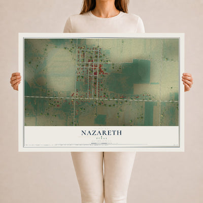 Map of Nazareth, Texas, 24 x 36 inch unframed archival matte print