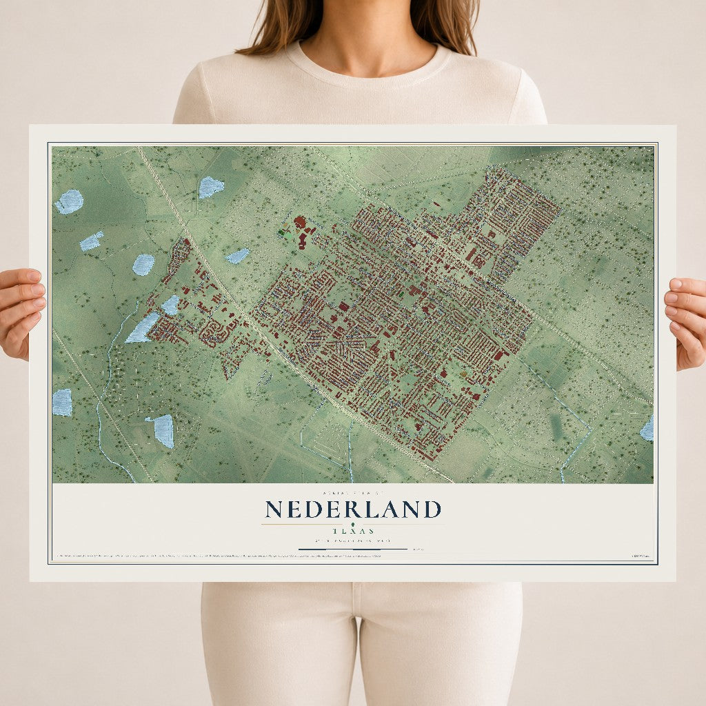Map of Nederland, Texas, 18 x 24 inch unframed archival matte print