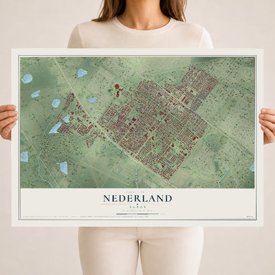 Map of Nederland, Texas, 18 x 24 inch unframed archival matte print