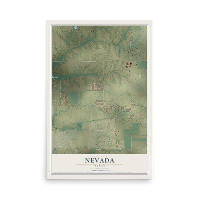 Map of Nevada, Texas, 12 x 18 inch unframed archival matte print
