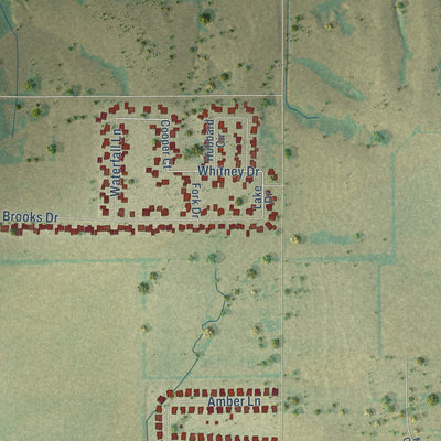 Second close-up of the map of Nevada, Texas print showing more streets and buildings