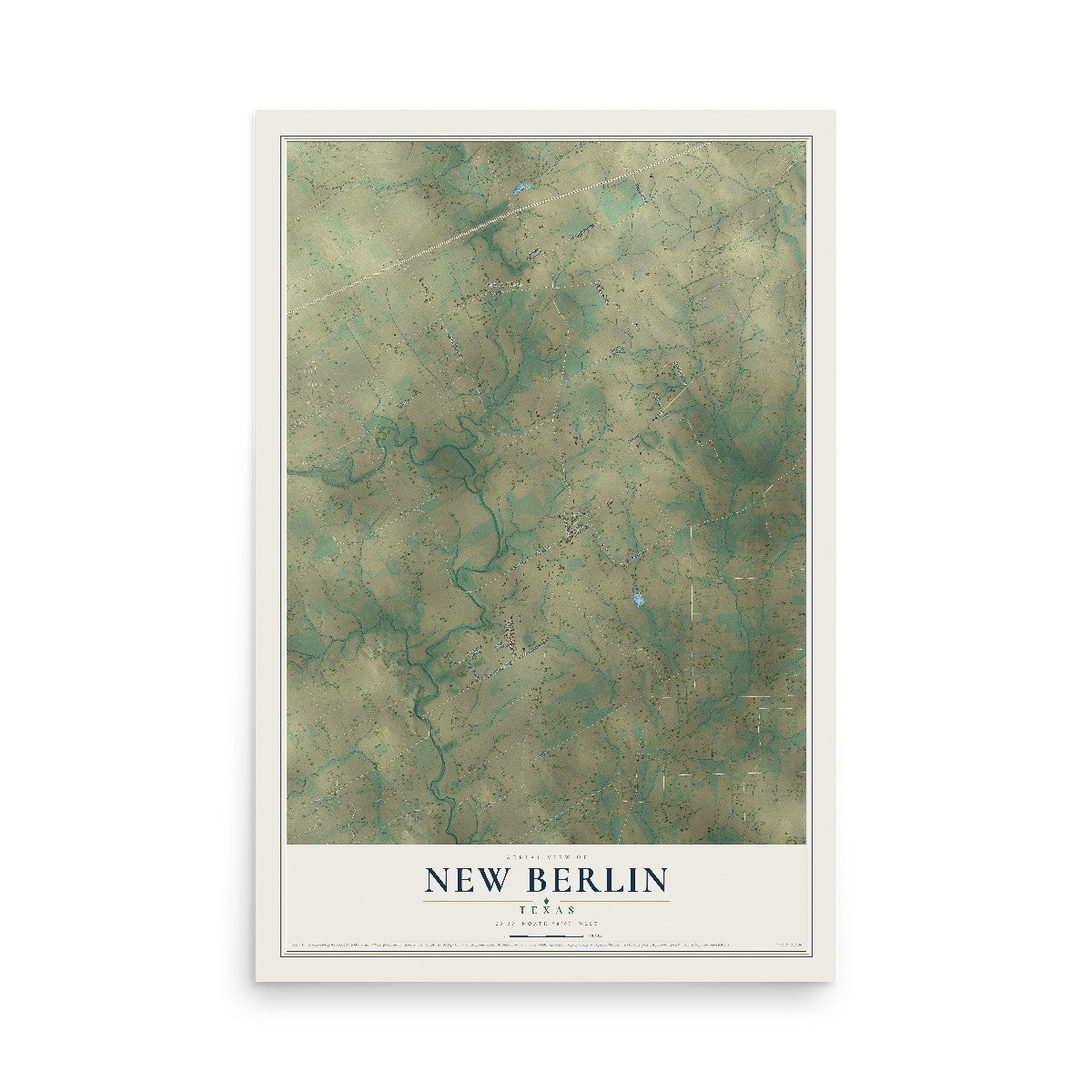 Map of New Berlin, Texas, 12 x 18 inch unframed archival matte print