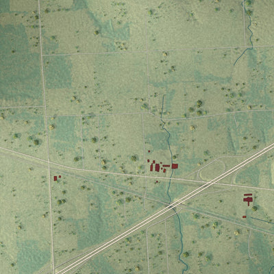 Second close-up of the map of New Boston, Texas print showing more streets and buildings