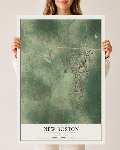 Map of New Boston, Texas, 24 x 36 inch unframed archival matte print