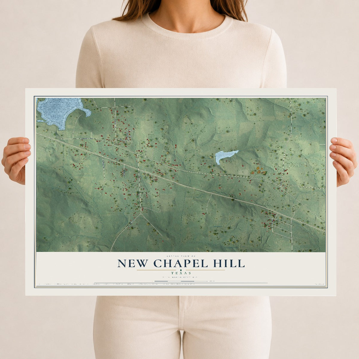 Map of New Chapel Hill, Texas, 12 x 18 inch unframed archival matte print
