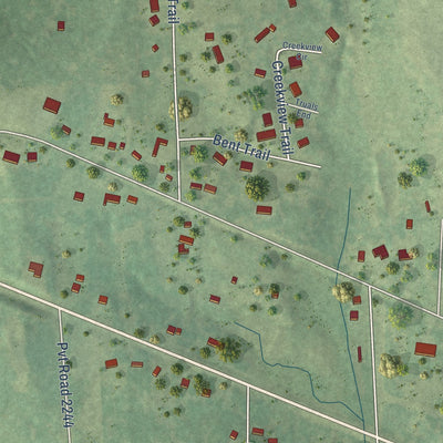 Second close-up of the map of New Chapel Hill, Texas print showing more streets and buildings