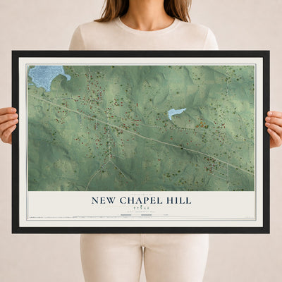 Map of New Chapel Hill, Texas, 18 x 24 inch print in a black wood frame