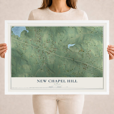 Map of New Chapel Hill, Texas, 18 x 24 inch print in a white wood frame