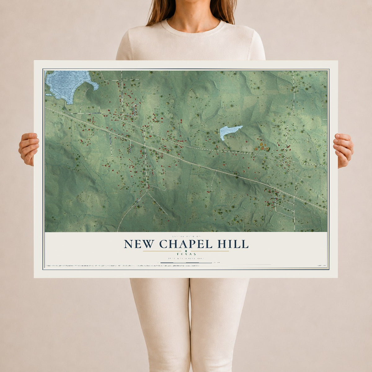Map of New Chapel Hill, Texas, 24 x 36 inch unframed archival matte print