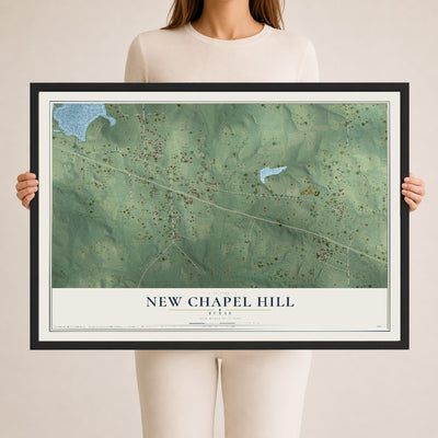 Map of New Chapel Hill, Texas, 24 x 36 inch print in a black wood frame