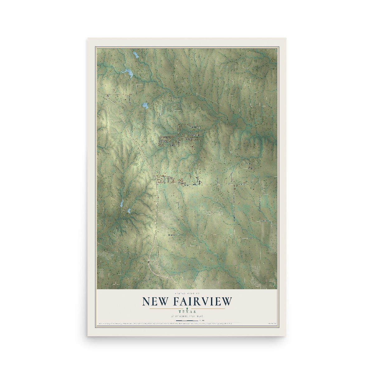Map of New Fairview, Texas, 12 x 18 inch unframed archival matte print