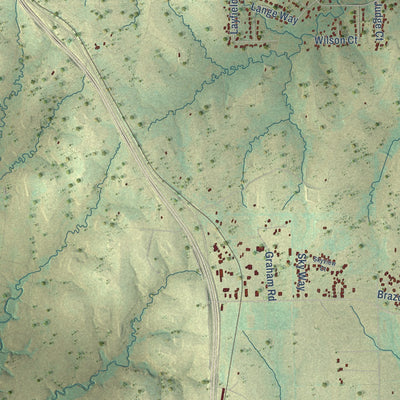 Close-up of the map of New Fairview, Texas print showing street and building detail