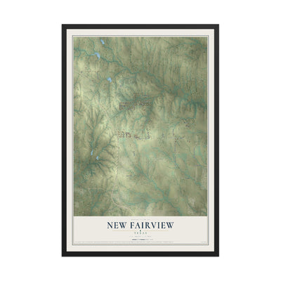 Map of New Fairview, Texas, 12 x 18 inch print in a black wood frame