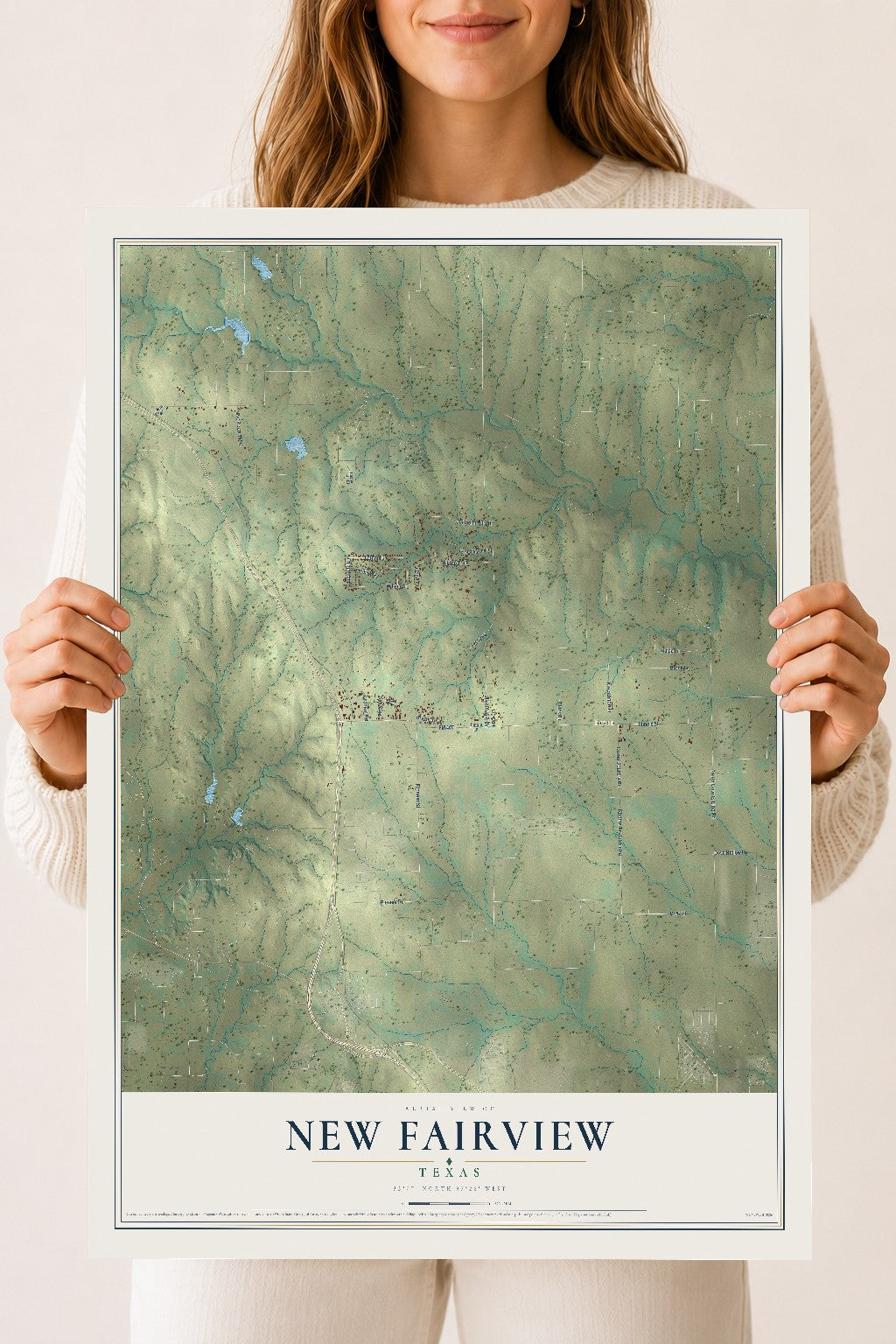 Map of New Fairview, Texas, 18 x 24 inch unframed archival matte print