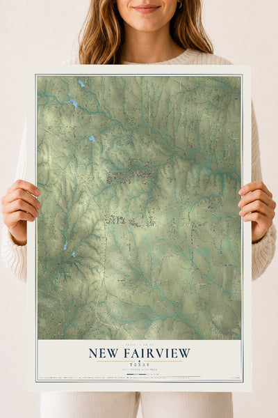 Map of New Fairview, Texas, 18 x 24 inch unframed archival matte print