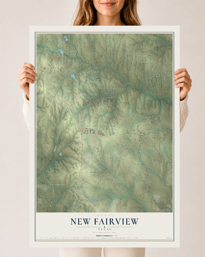 Map of New Fairview, Texas, 24 x 36 inch unframed archival matte print