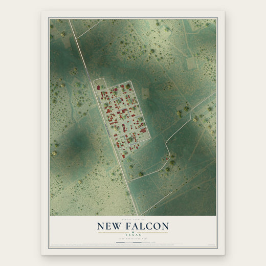 New Falcon, Texas map print, the full design