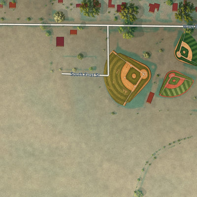 Second close-up of the map of New Home, Texas print showing more streets and buildings