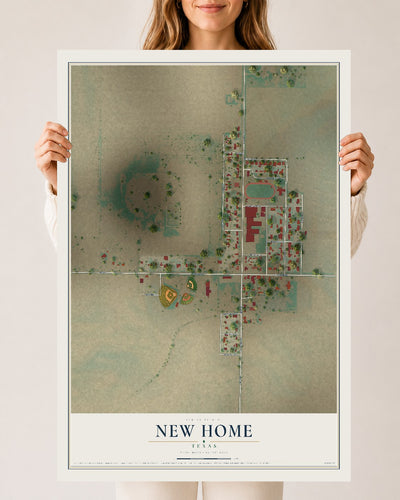 Map of New Home, Texas, 24 x 36 inch unframed archival matte print
