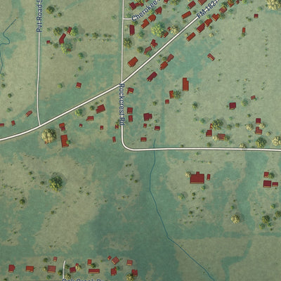 Second close-up of the map of New Hope, Texas print showing more streets and buildings