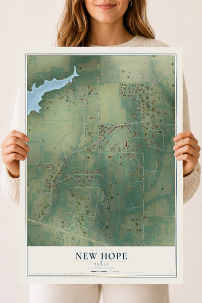 Map of New Hope, Texas, 18 x 24 inch unframed archival matte print