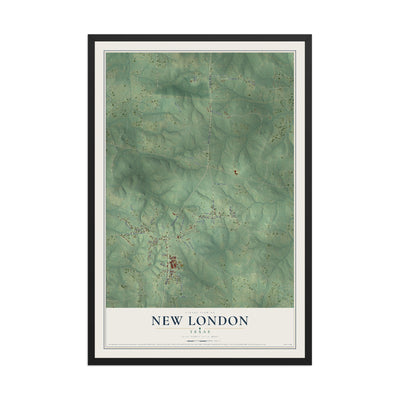 Map of New London, Texas, 12 x 18 inch print in a black wood frame
