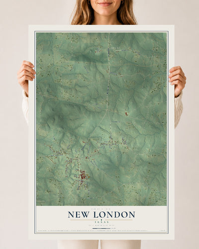 Map of New London, Texas, 24 x 36 inch unframed archival matte print